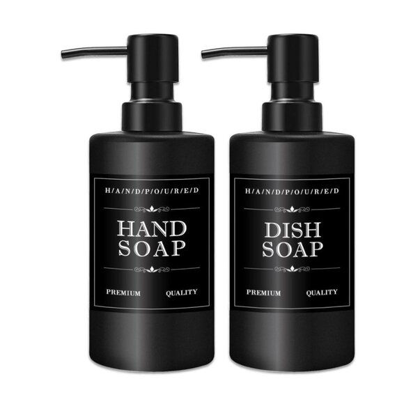 Other - Glass Soap Dispenser Set 2 Pack for Bathroom or Kitchen, 6 Waterproof Tabs with